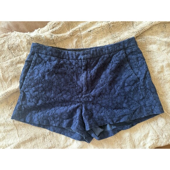 Madewell Button-Tab Eyelet Shorts in Blue Sz 4 Preppy Coquette Beach Y2K - Picture 1 of 6